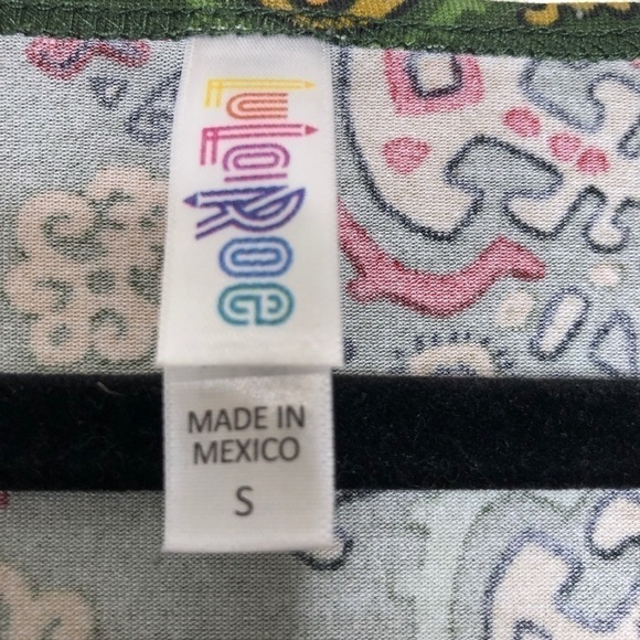 New - LULAROE Classic T Green, Yellow & Red olive green background - Size Small - Picture 3 of 5